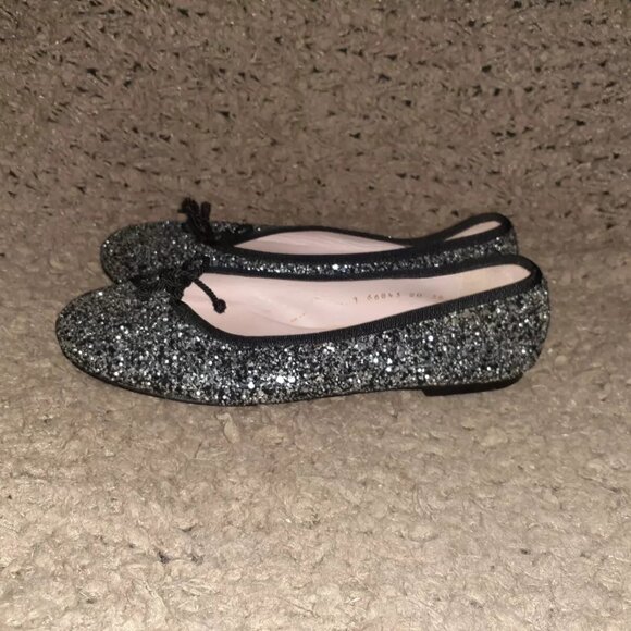 PRETTY BALLERINAS-Rosario-Black/Silver Glitter-Bow-Size 36-Excellent - Picture 2 of 7